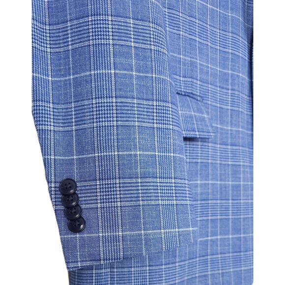 Michael Kors Men's Classic-Fit Stretch Sport Coat Blue White Plaid 46R NWT - Picture 5 of 7